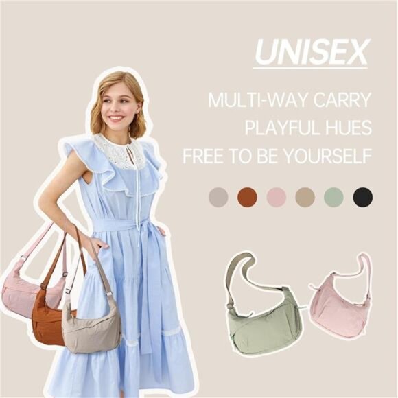 Crescent Bags Nylon Hobo Bags Brown - Picture 6 of 7